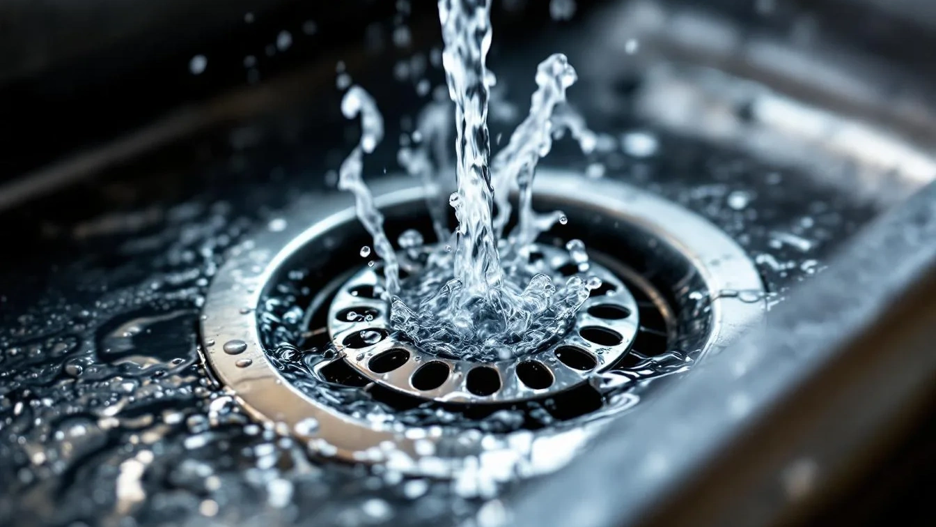 Kein Rohrreiniger nötig, heißes Wasser durch Abflussgitter wirkt Wunder